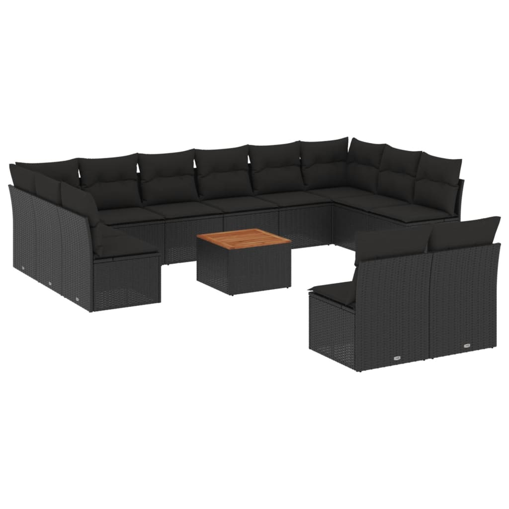 13 részes fekete polyrattan kerti ülőgarnitúra párnákkal (3223892)