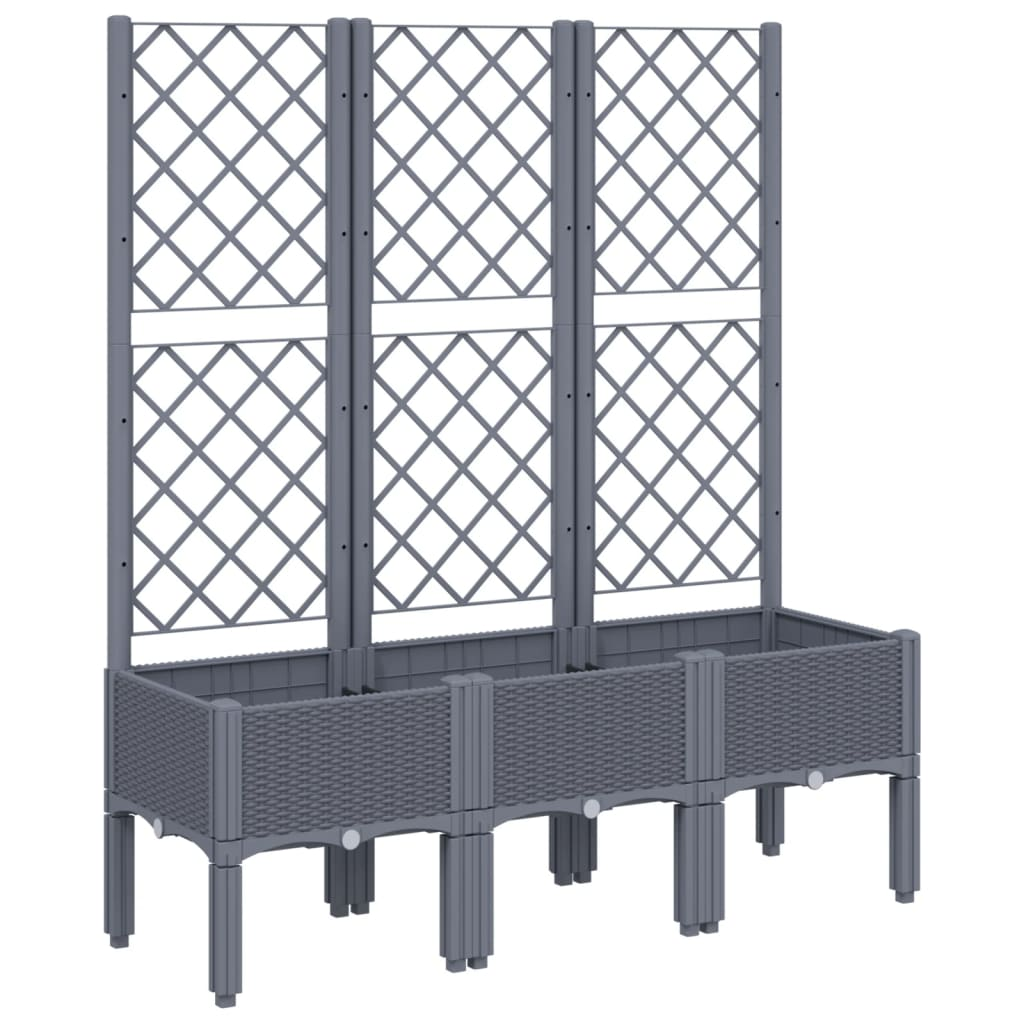 szürke PP rácsos kerti ültetőláda 120 x 40 x 142 cm (367926)