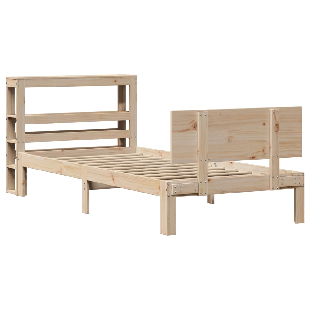 tömör fenyőfa ágykeret fejtámlával 75 x 190 cm (3306070)