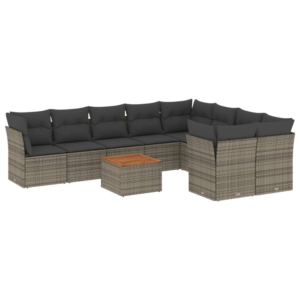 10 részes szürke polyrattan kerti ülőgarnitúra párnákkal (3223820)