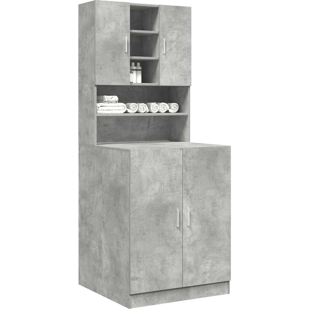 2 db betonszürke szerelt fa mosógépszekrény (3324919)