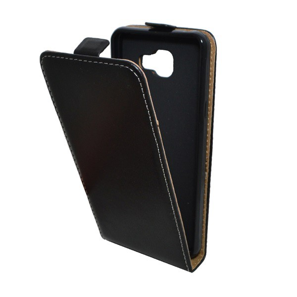 Tok álló, bőr hatású (FLIP, lefelé nyíló, szilikon tartó) FEKETE [Samsung Galaxy A5 (2016) SM-A510F] (5996457612710)