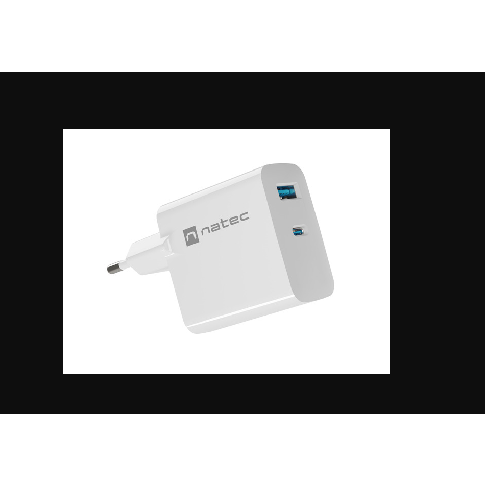 Natec Ribera USB-A / USB-C Hálózati töltő - Fehér (45W) (NUC-2142)