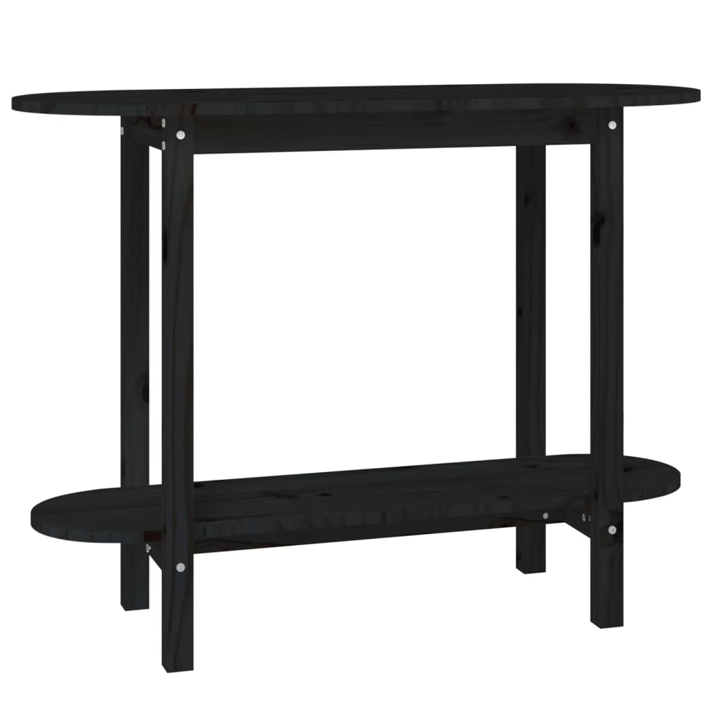 fekete tömör fenyőfa tálalóasztal 110x40x80 cm (822301)