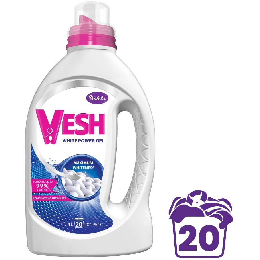 VIOLETA Vesh mosógél fehér ruhákhoz, 1 l (3870128033917)