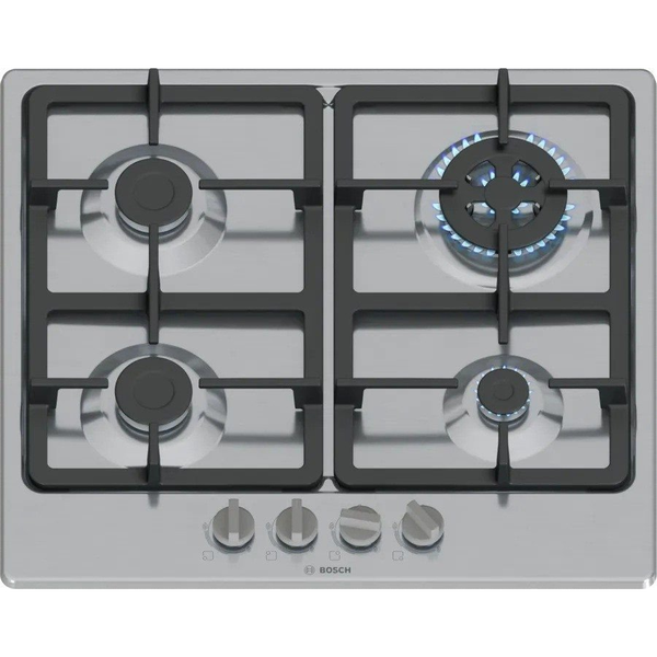 Bosch Serie 4 PGH6B5K90 нагревателна плоча Неръждаема стомана Вграден 58 см Газ 4 zone(s)