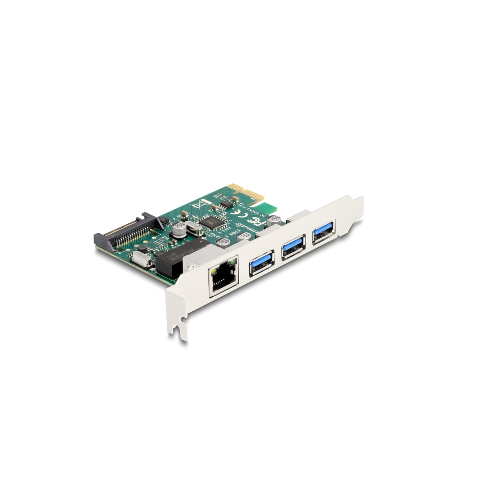 Delock 90105 3x külső USB Type-A 5 Gbps + 1x külső Gigabit LAN port bővítő PCIe kártya (90105)