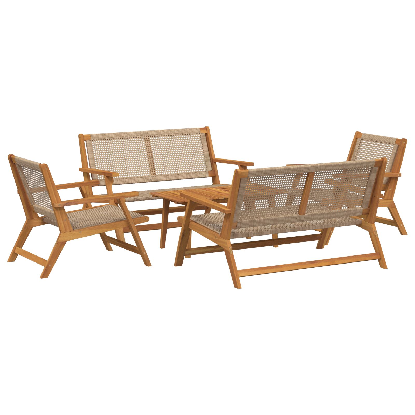 Kerti Székek Asztallal 5 db Bézs Tömör Akácfából (3214459)