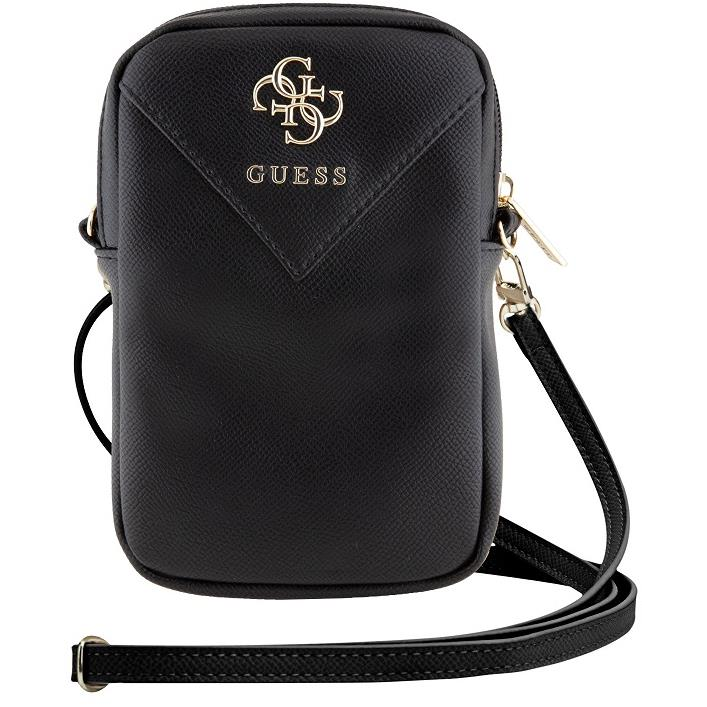 Guess Grained 4G Metal Logo fekete cipzáras PU telefon táska (GUWBZPGSTEGK)