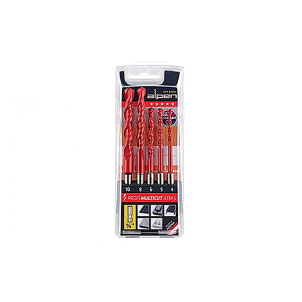 Set burghie multifunctionale Alpen Ø4-10 mm, 5 piese, Profi Multicut, cu hexagon