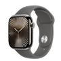 Smartwatch Apple Watch Series 10, celular, 42 mm, carcasa din titan natural, curea sport gri piatra, M/L