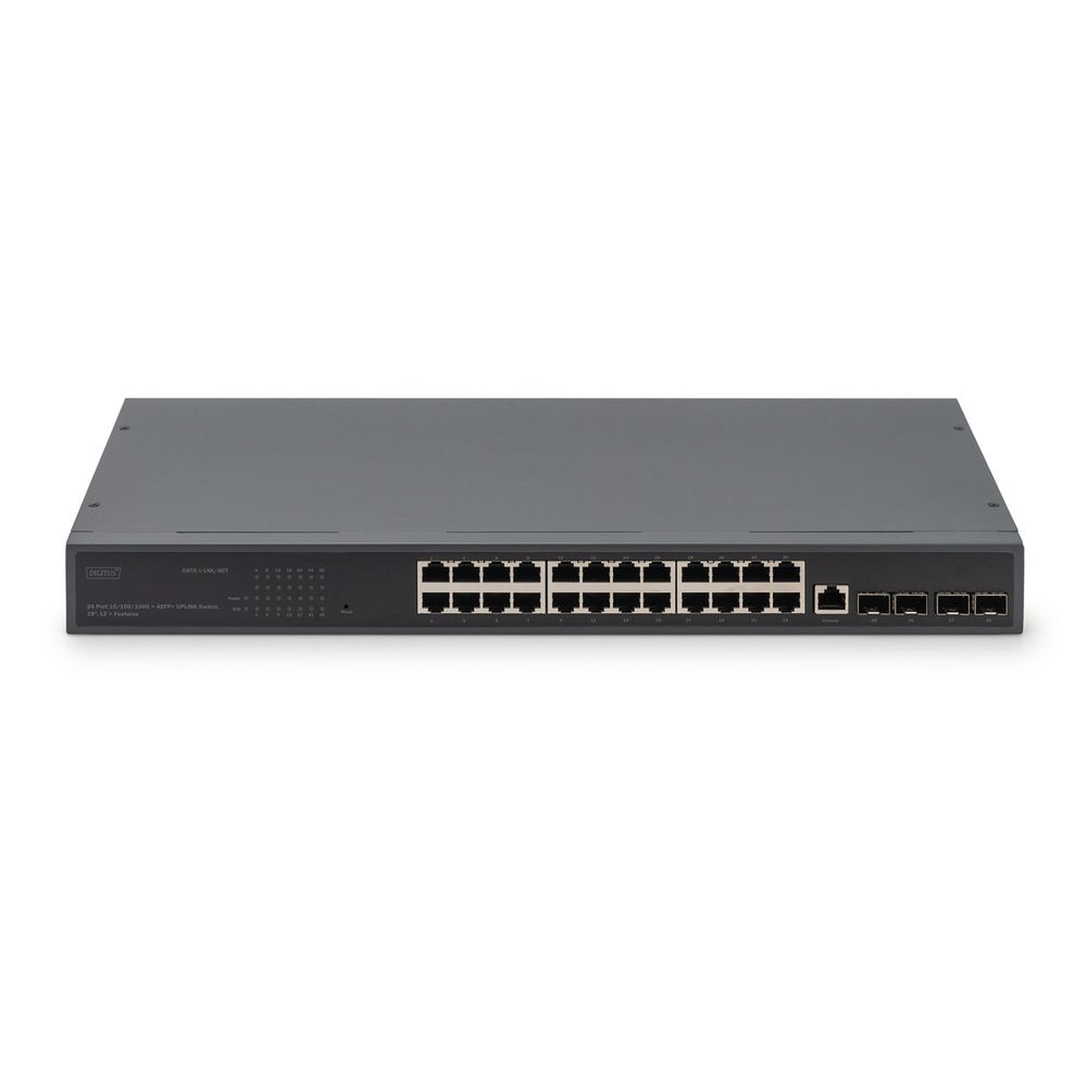 Digitus Sieťový prepínač, 24 portov 10/100/1000 4SFP+ UPLINK, do 19-ca (DN-80223)