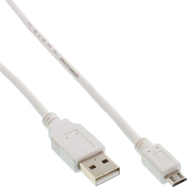 InLine 31705W cabo USB USB 2.0 0,5 m USB A Micro-USB B Branco