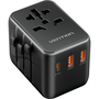 Vention 3-Port USB (C + A + A) Universal Travel Adapter (20W/18W/18W) Black töltőfej
