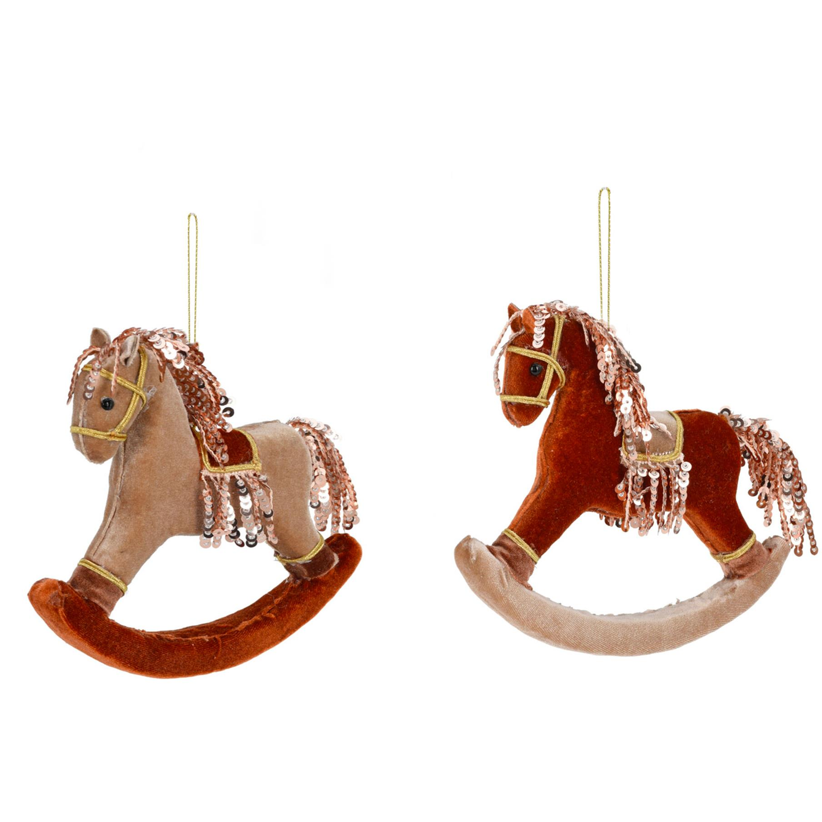 LAALU díszkészlet: vegyes barna hintaló, 17 cm, 2 db (LAU-2067)