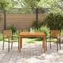 Set de dining pentru grădină 3 piese din poli rattan negru și acacia
