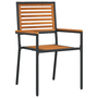 Set de dining pentru grădină 3 piese din poli rattan negru și acacia