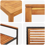 Set de dining pentru grădină 3 piese din poli rattan negru și acacia