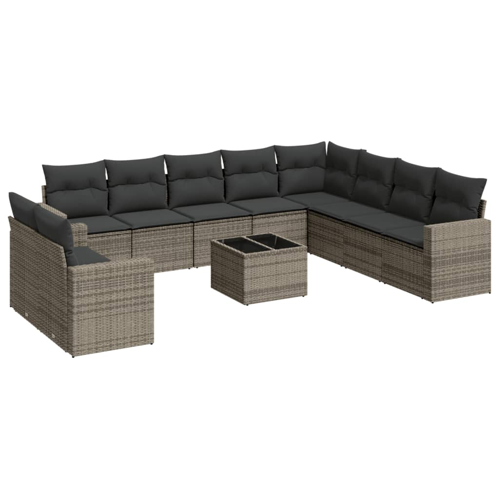 11 részes szürke polyrattan kerti ülőgarnitúra párnákkal (3219170)