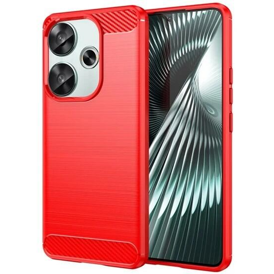 Gigapack Xiaomi Poco F6 szálcsiszolt, karbon mintás tok piros (GP-158647) (GP-158647)