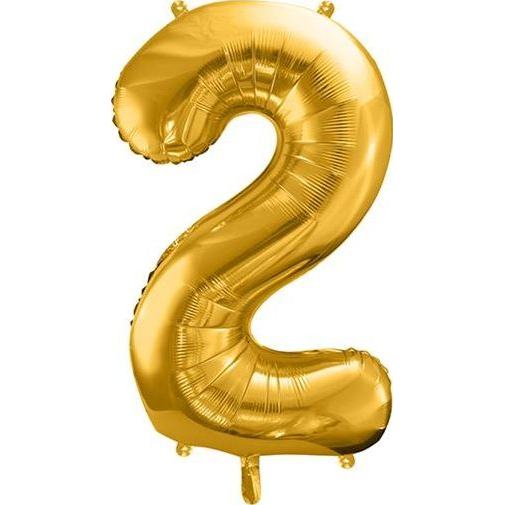 Party Deco Balon foliowy Cyfra "2", 86cm, złoty uniwersalny