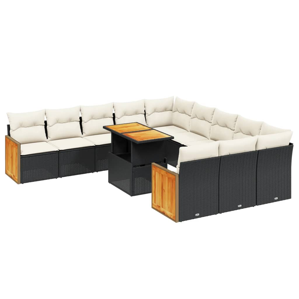 11 részes fekete polyrattan kerti ülőgarnitúra párnákkal (3274143)