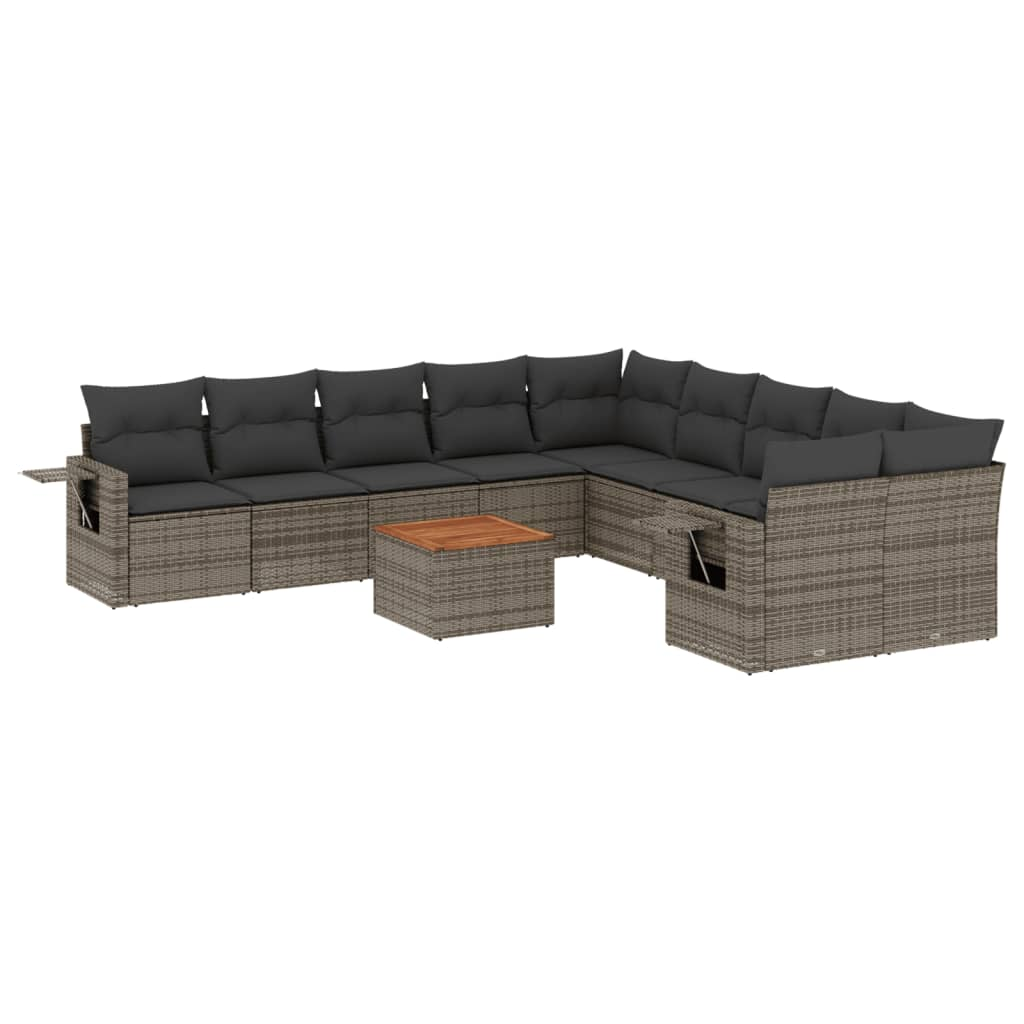11 részes szürke polyrattan kerti ülőgarnitúra párnákkal (3224758)
