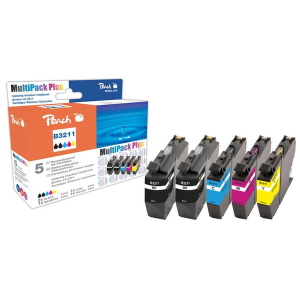 Peach PI500-274 inktcartridge 5 stuk(s) Compatibel Zwart, Cyaan, Magenta, Geel
