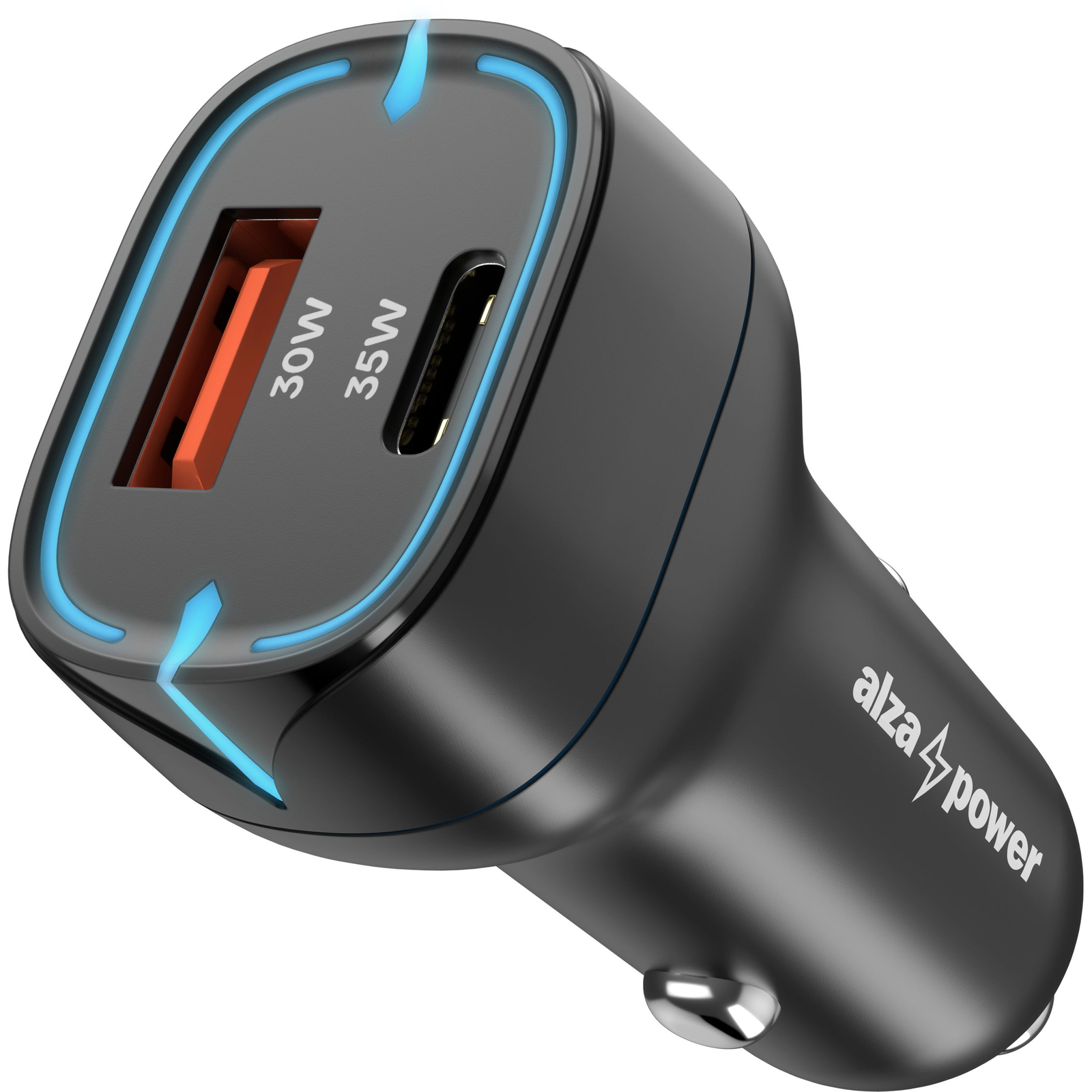 AlzaPower Car Charger P200 USB-A + USB-C Power Delivery 35W - fekete (APW-CC2PD03PB)