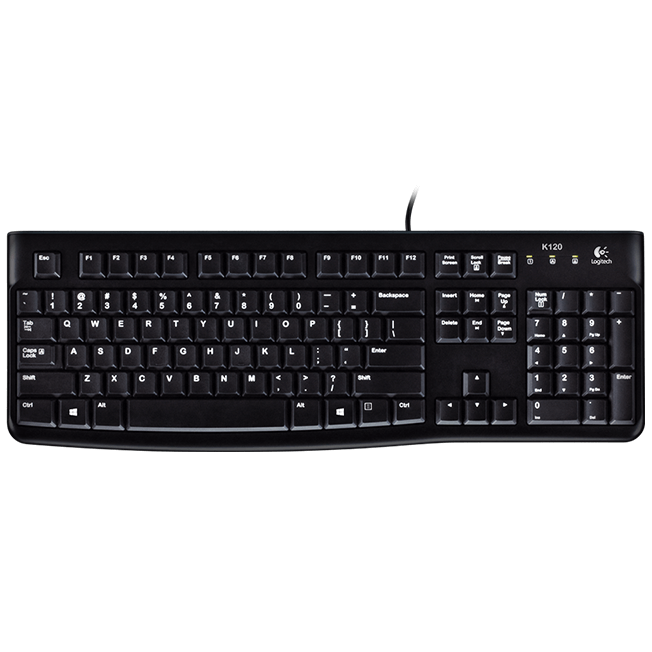 Клавиатура Logitech K120 — 920-002506, руска подредба, черна