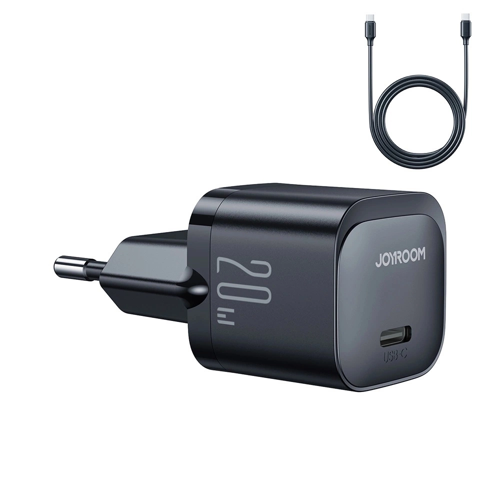 Joyroom JR-TCF02 USB-C Hálózati töltő - Fekete (20W) + USB-C kábel (JR-TCF02_BLACK)