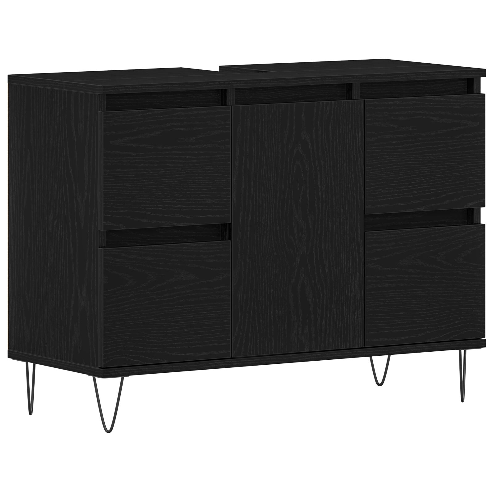 Fürdőszoba Mosdókagyló Szekrény Fekete Tölgy 80x33x60 cm Műanyag (862894)