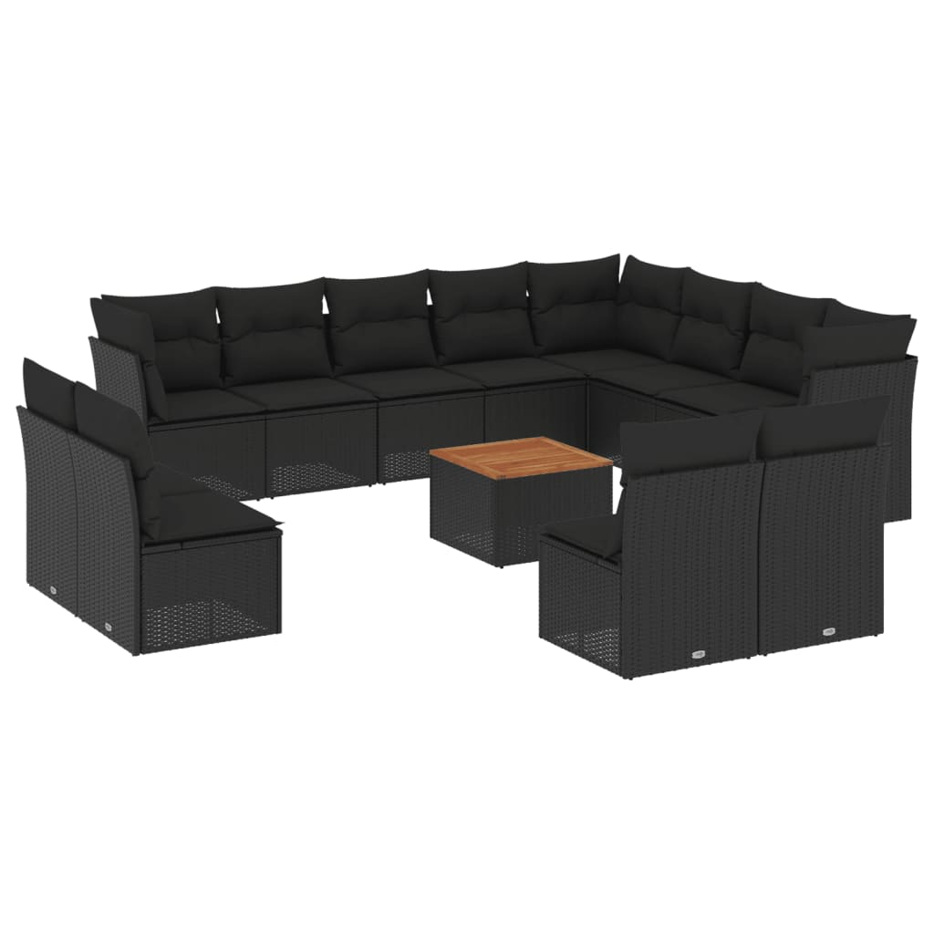 13 részes fekete polyrattan kerti ülőgarnitúra párnákkal (3256258)