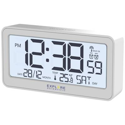 Explore Scientific Rádiójel vezérlésű Ébresztőóra Fehér (matt) Riasztási idők 2 (RDC1000GYE000)
