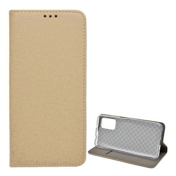 Tok álló, bőr hatású (FLIP, oldalra nyíló, asztali tartó funkció, rombusz minta) ARANY [Xiaomi Redmi 9T] (5996591045733)