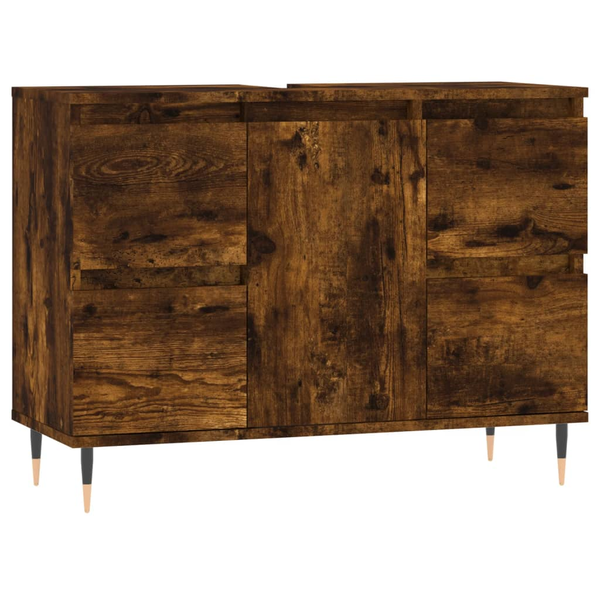 füstös tölgyszínű szerelt fa fürdőszobaszekrény 80 x 33 x 60 cm