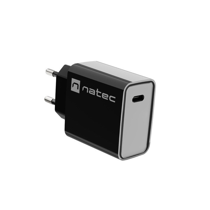 Natec Ribera NUC-2060 USB-C Hálózati töltő - Fekete (20W) (NUC-2060)