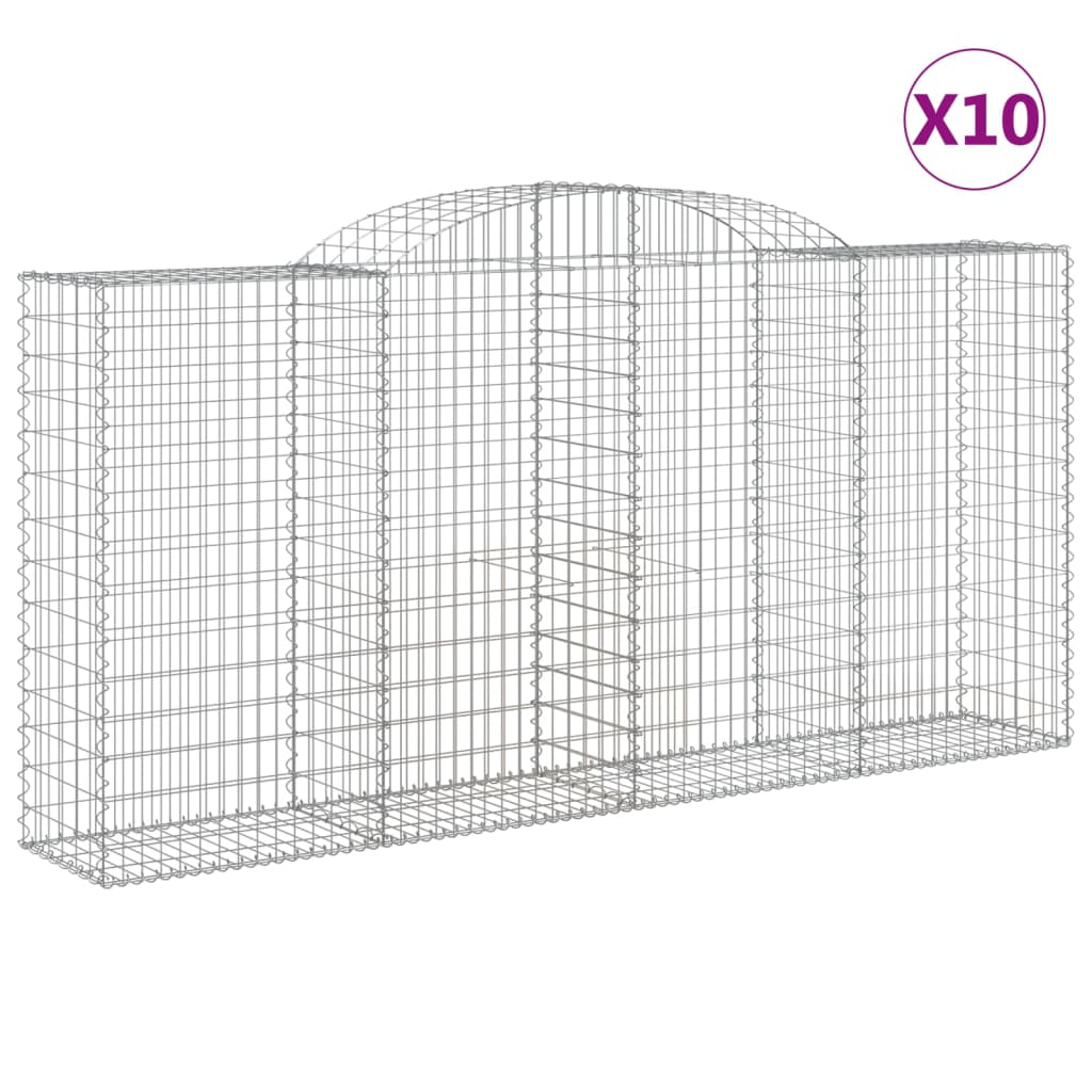 10 db íves horganyzott vas gabion kosár 300x50x140/160 cm (3146745)