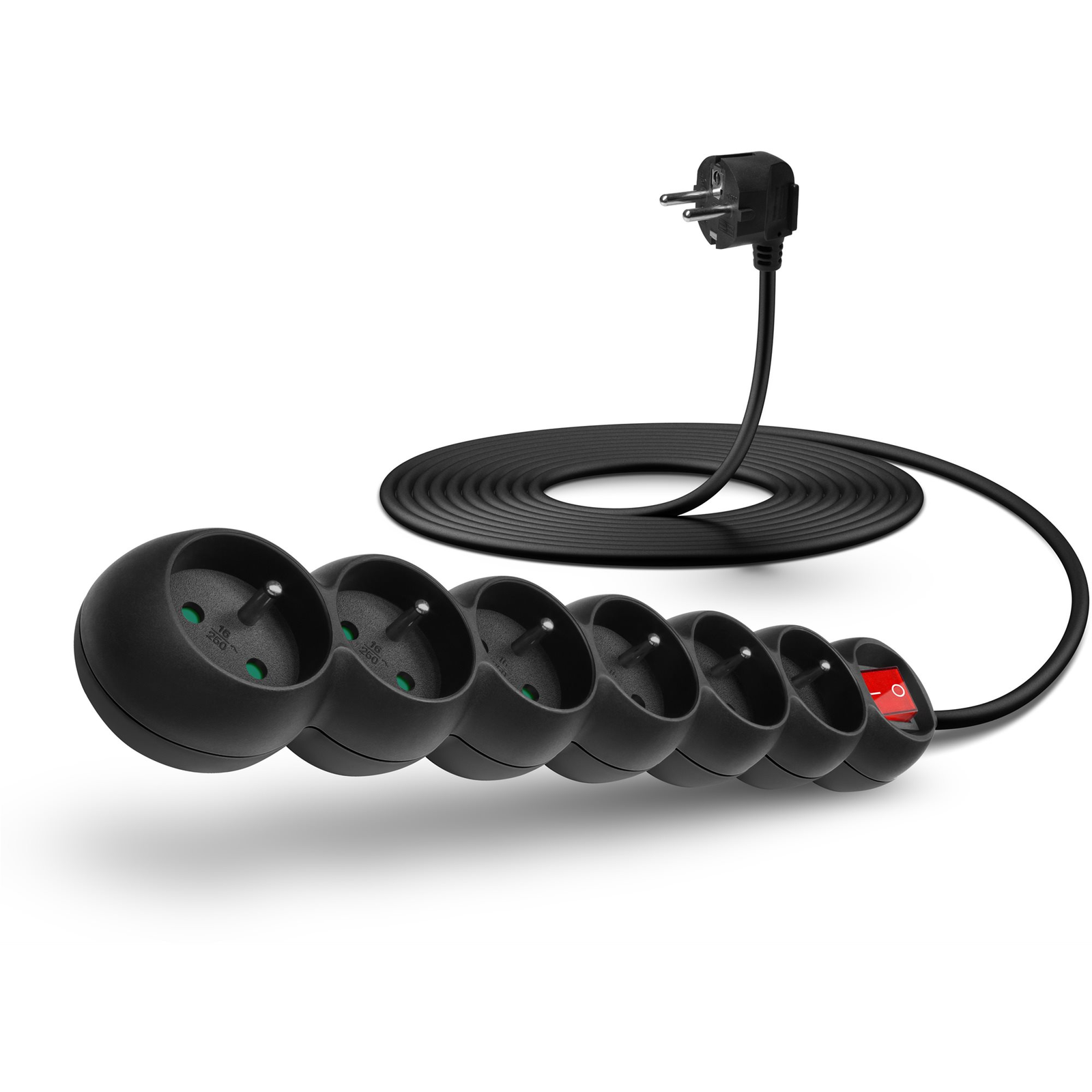 CONNECT IT hosszabbító 230 V, 6 aljzat + kapcsoló, 5 m, fekete (CES-0999-BK)