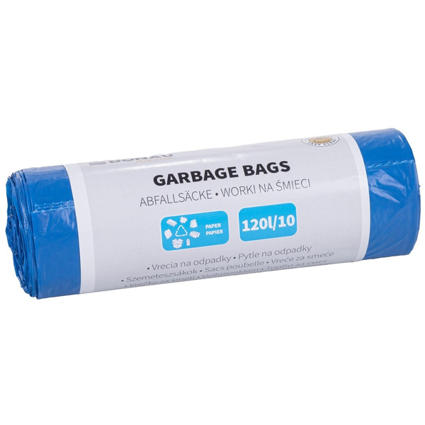 Worki na śmieci DONAU HOME, do segregacji, papier (LDPE), 120l, 10 szt., niebieskie