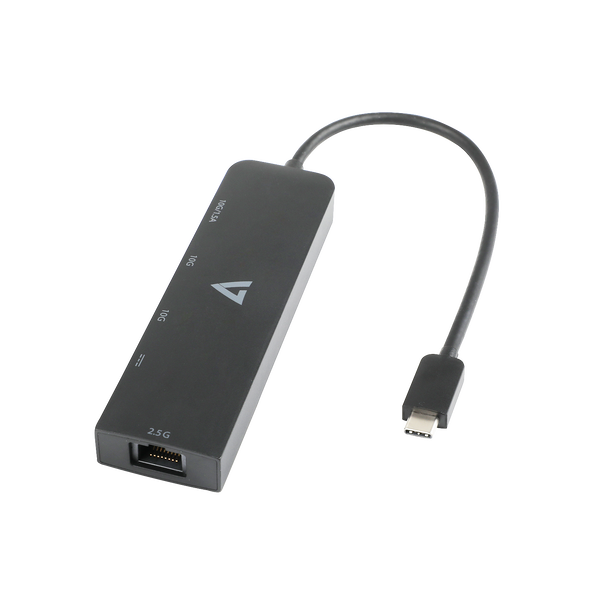 V7 Multifunkciós USB-C HUB (2xUSB-C / 2xUSB-A / RJ45) - Fekete