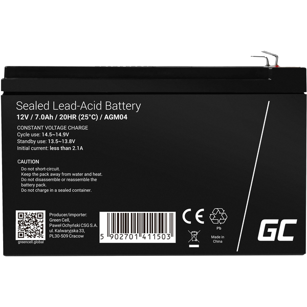 Стационарен акумулатор 12V 7Ah F2 AGM Green Cell AGM04 UPS