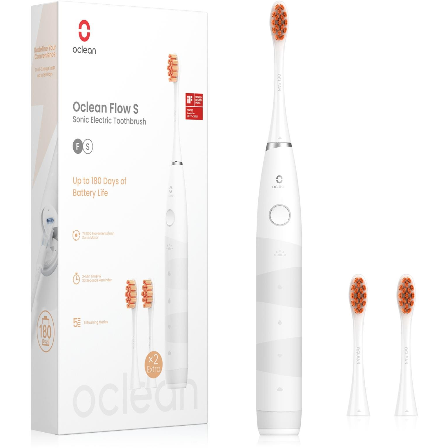 Oclean Flow S Elektromos Fogkefe Készlet Fehér (6970810552959)