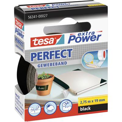 Szövetbetétes ragasztószalag fekete, 2,75m x 19mm, tesa® EXTRA POWER (56341-00027-03)