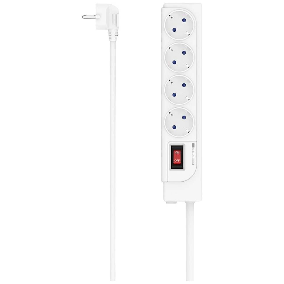 Hama hálózati elosztó 4 csatlakozós kapcsolóval fehér (00223165) (H00223165)