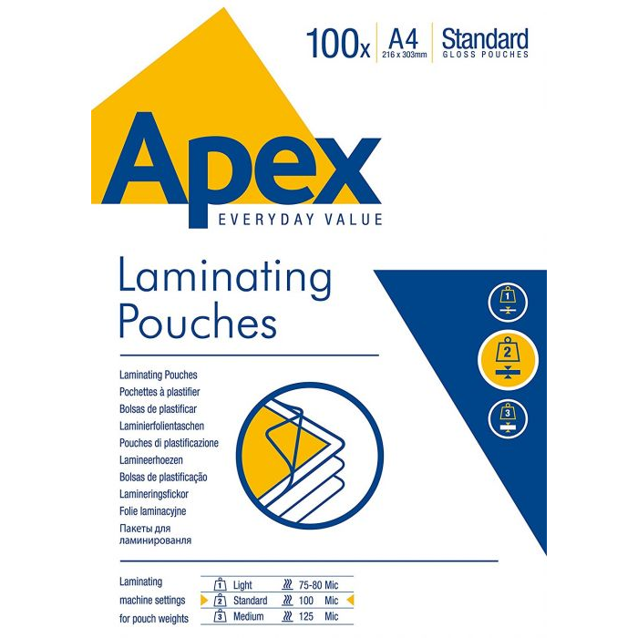 Fellowes Apex Standard 100 mikron A4 meleglamináló fólia (100 db / csomag) (6003301)