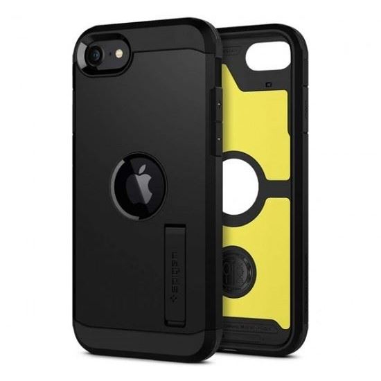 Spigen Tough Armor Case - хибриден кейс с най-висока степен на защита за iPhone SE (2020) (черен)
