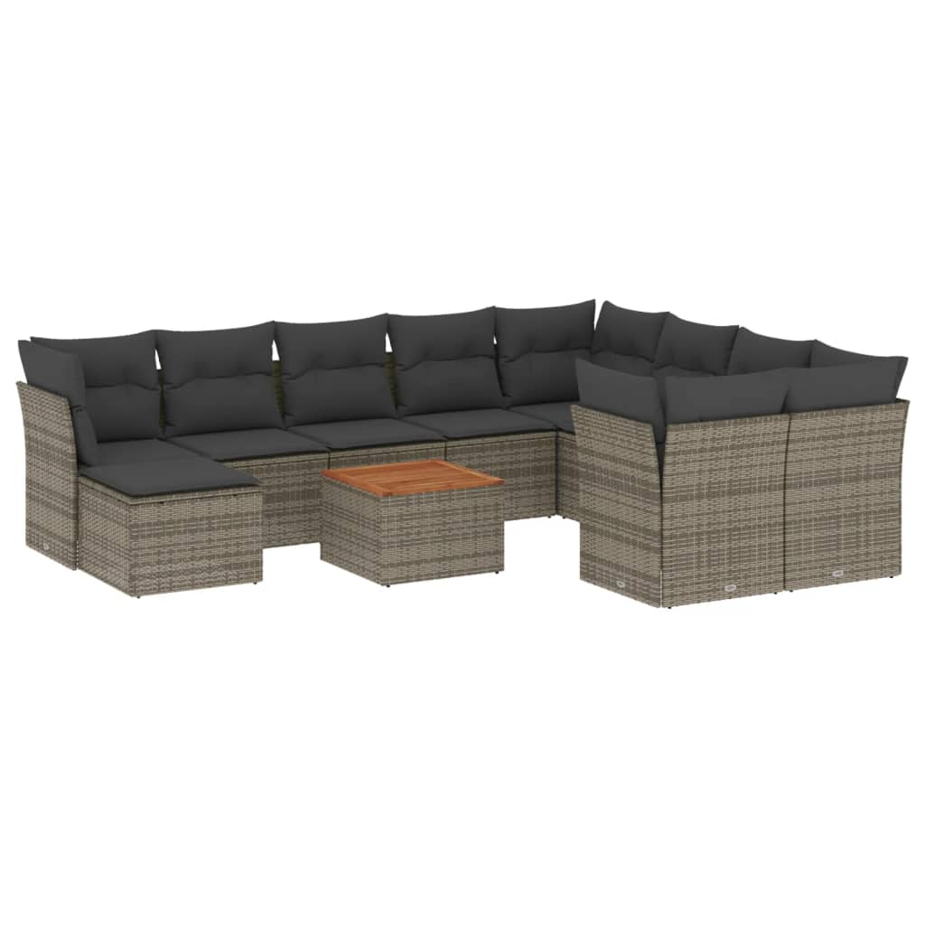 11 részes szürke polyrattan kerti ülőgarnitúra párnákkal (3256305)