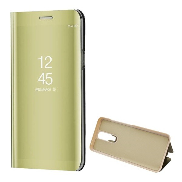 Xiaomi Redmi K30 / K30 5G / Poco X2, Oldalra nyíló tok, hívás mutatóval, Smart View Cover, arany (utángyártott) (G93534)
