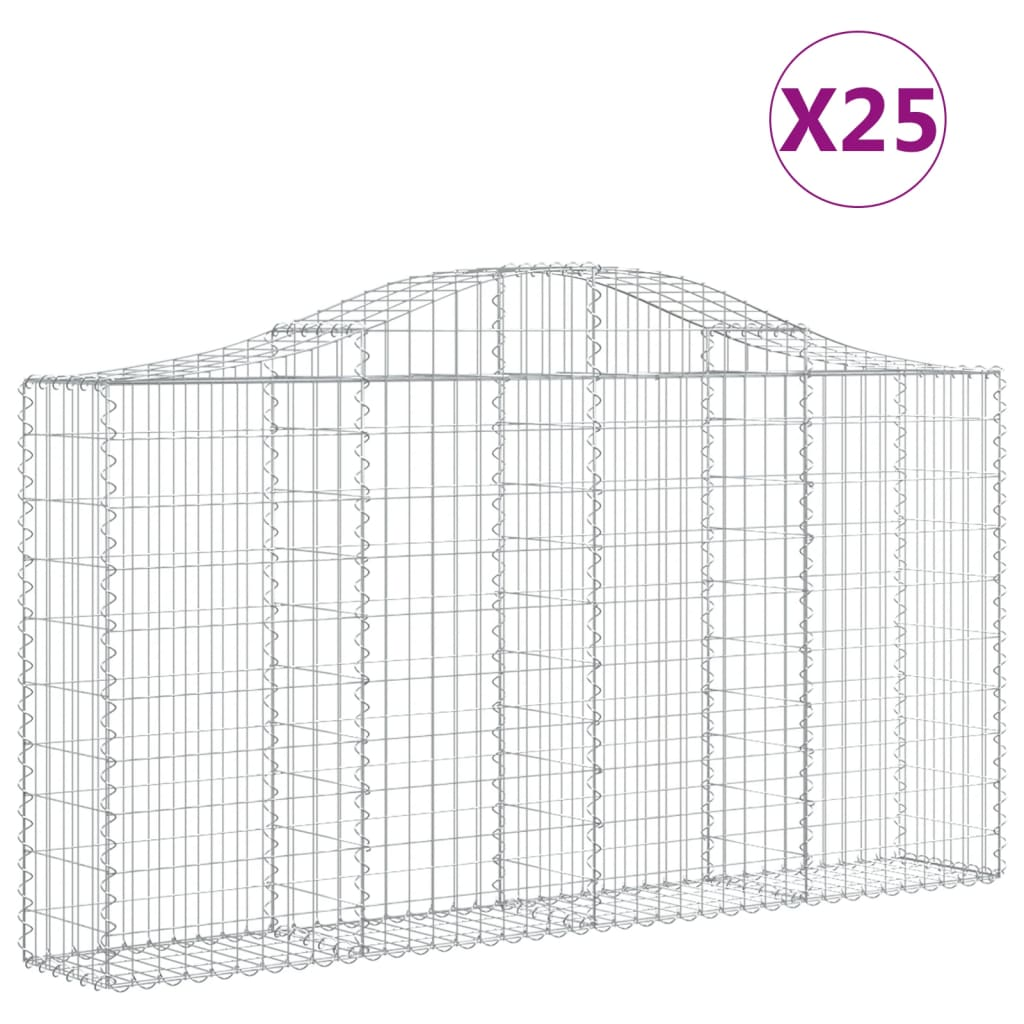 25 db íves horganyzott vas gabion kosár 200x30x100/120 cm (3145446)